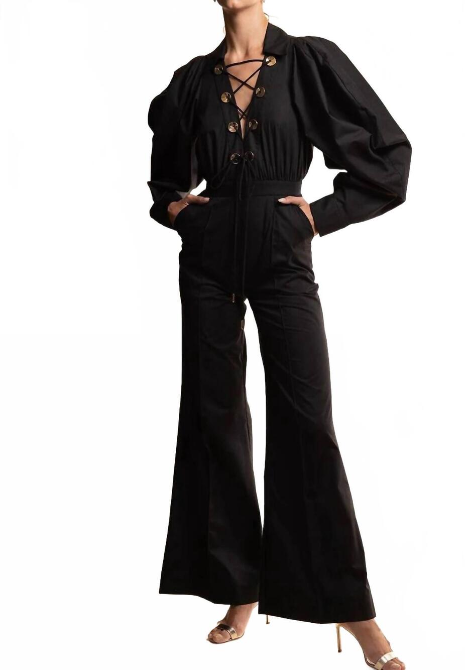 NEW ELIE SAAB heavy cotton jumpsuit in black